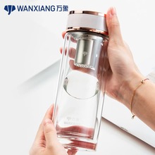 万象高档单层玻璃杯男士女透明泡茶杯子耐热家用便携车载水杯U50