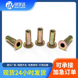 供应碳钢防脱落折叠灯笼型平头拉铆螺母 紧固件开槽膨胀铆接螺母
