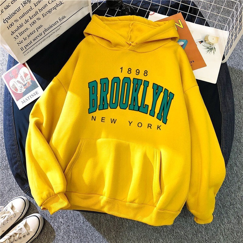 Cross-Border Hot-Selling Brooklyn Autumn and Winter Loose Women's Sweatshirt Hoodie Printed Couple Pullover Versatile Sweatshirt Cross-Border Hot-Selling Brooklyn Autumn and Winter Loose Women's Sweatshirt Hoodie Printed Couple Pullover Versatile Sweatshirt