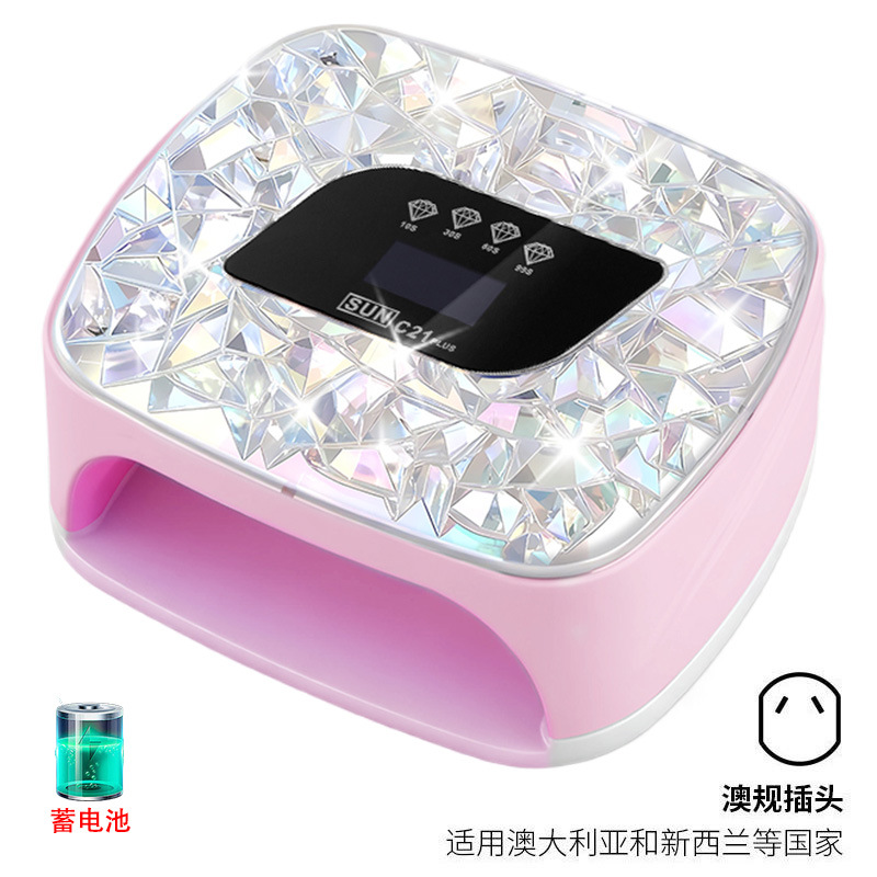 Lámpara de manicura de almacenamiento de doble fuente de luz inteligente de manicura de secado rápido UV doble fuente de luz de diamante de manicura de luz de larga duración