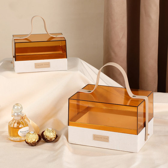 Modern Simple Acrylic Gift Packaging Box Velvet Visible Transparent Accompanying Gift Box Wedding Banquet Portable Gift Box