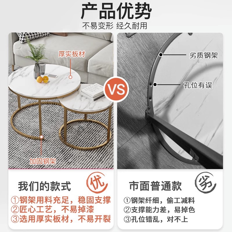 Mesa de té nueva sala de estar doméstica pequeña mesa de té moderna redonda y simple