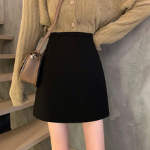 小个子高腰显瘦A字包臀裙短裙韩版纯色百搭毛呢半身裙秋冬女新款