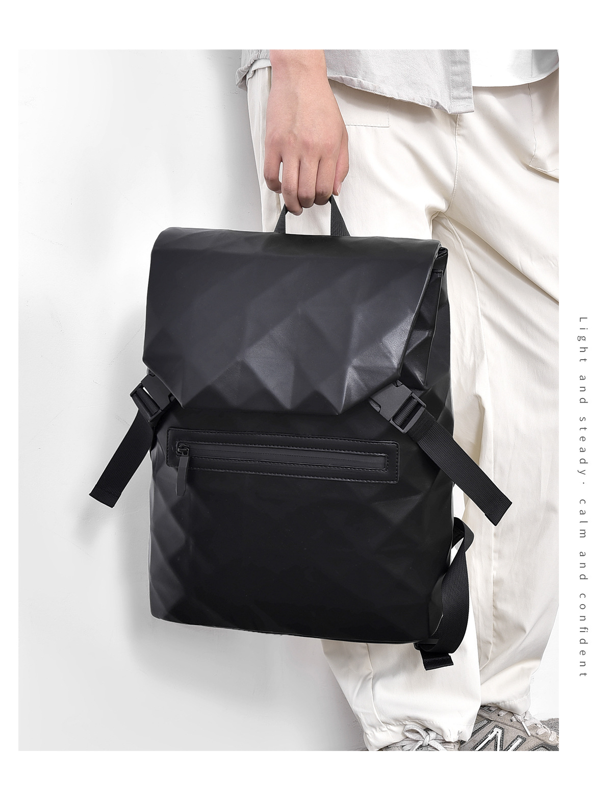 New diamond-shaped men's casual backpack, business commuting, large-capacity travel, fashionable computer bag, student schoolbag undefined