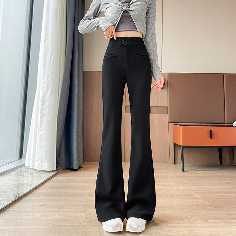 기모 세트 마이크로 바지 어린이 2024 올해 새로운 가을과 겨울 인기 걸레 바지 말굽 슈퍼 모델 바지