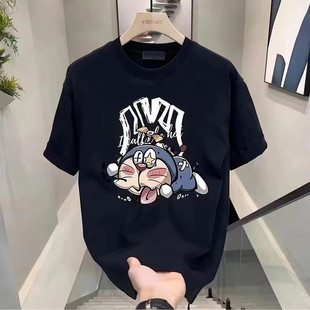 Heavy Cotton Short-Sleeved T-Shirt Casual Trendy Men's and Women's Summer Instagram Style White-Hit Round Neck Trendy All-Match Men's Half-Sleeve Top