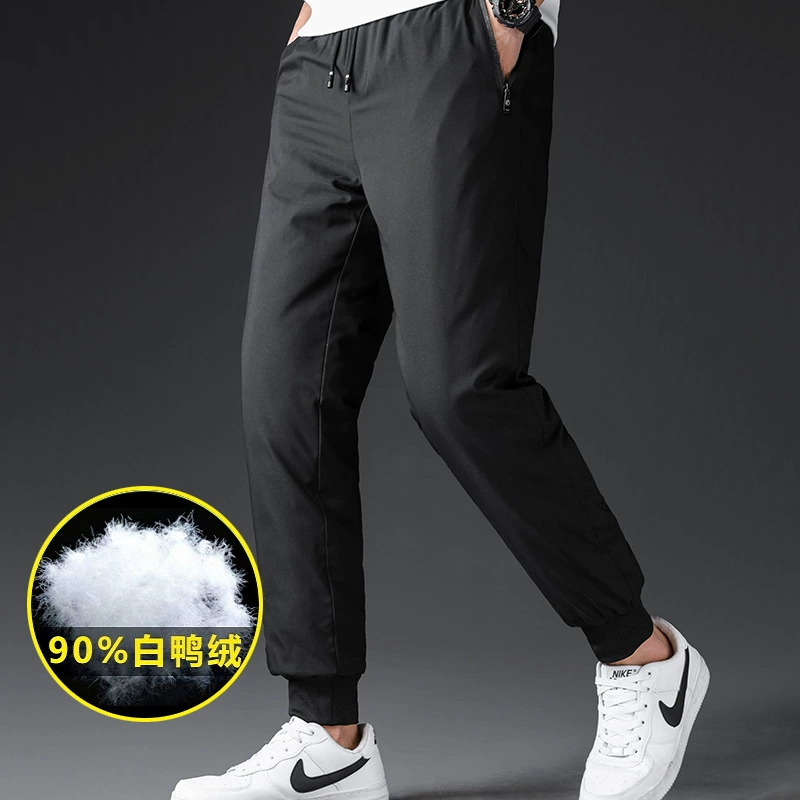 Winter keep warm trousers with down, (Cross-border trading), increased thickness, high waist