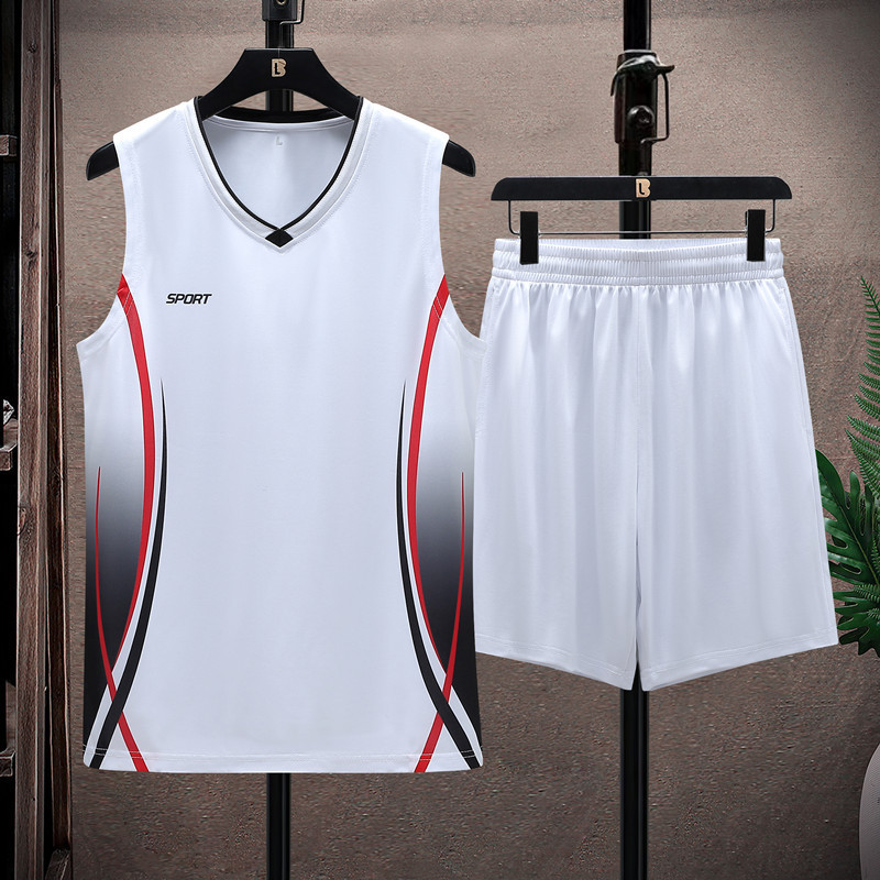 Summer Sports Suit Men's Running Fitness Clothes Breathable Short-Sleeved Ice Silk T-Shirt Quick-Drying Clothing Basketball Equipment Set