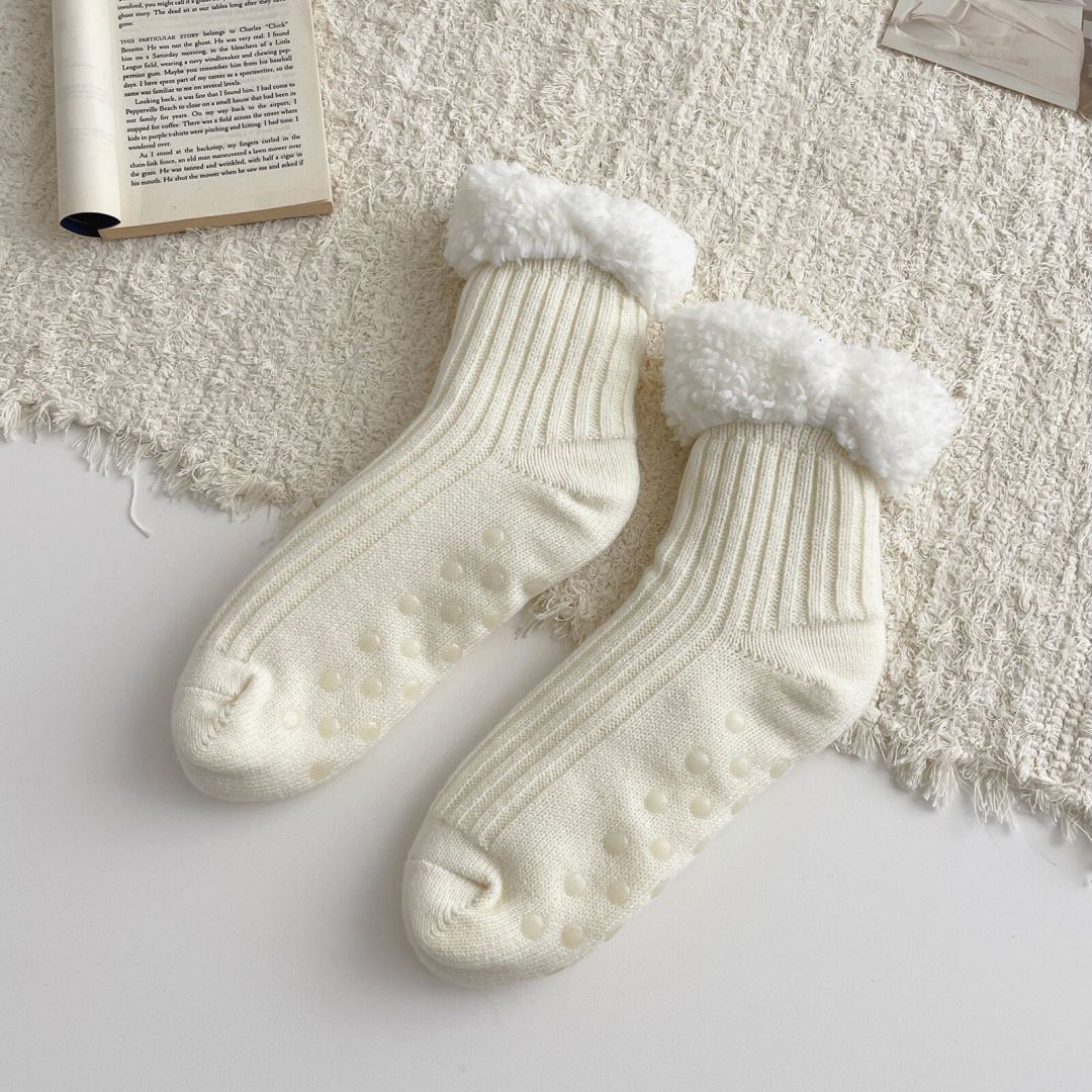 Velvet keep warm knee socks, mid-length
