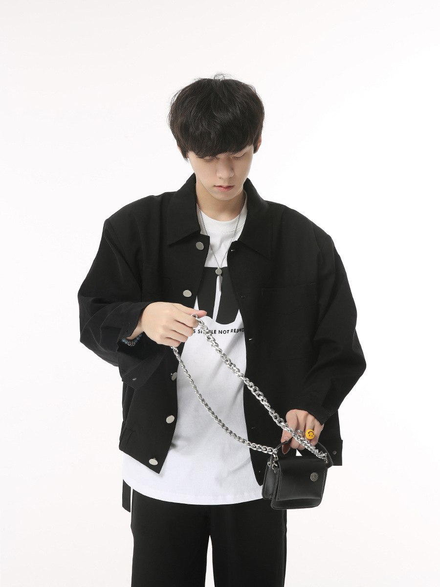 Mtlclothes ropa de Hombre | 2023 otoño nuevo retro simple Chaqueta corta chaqueta Pantalones rectos traje