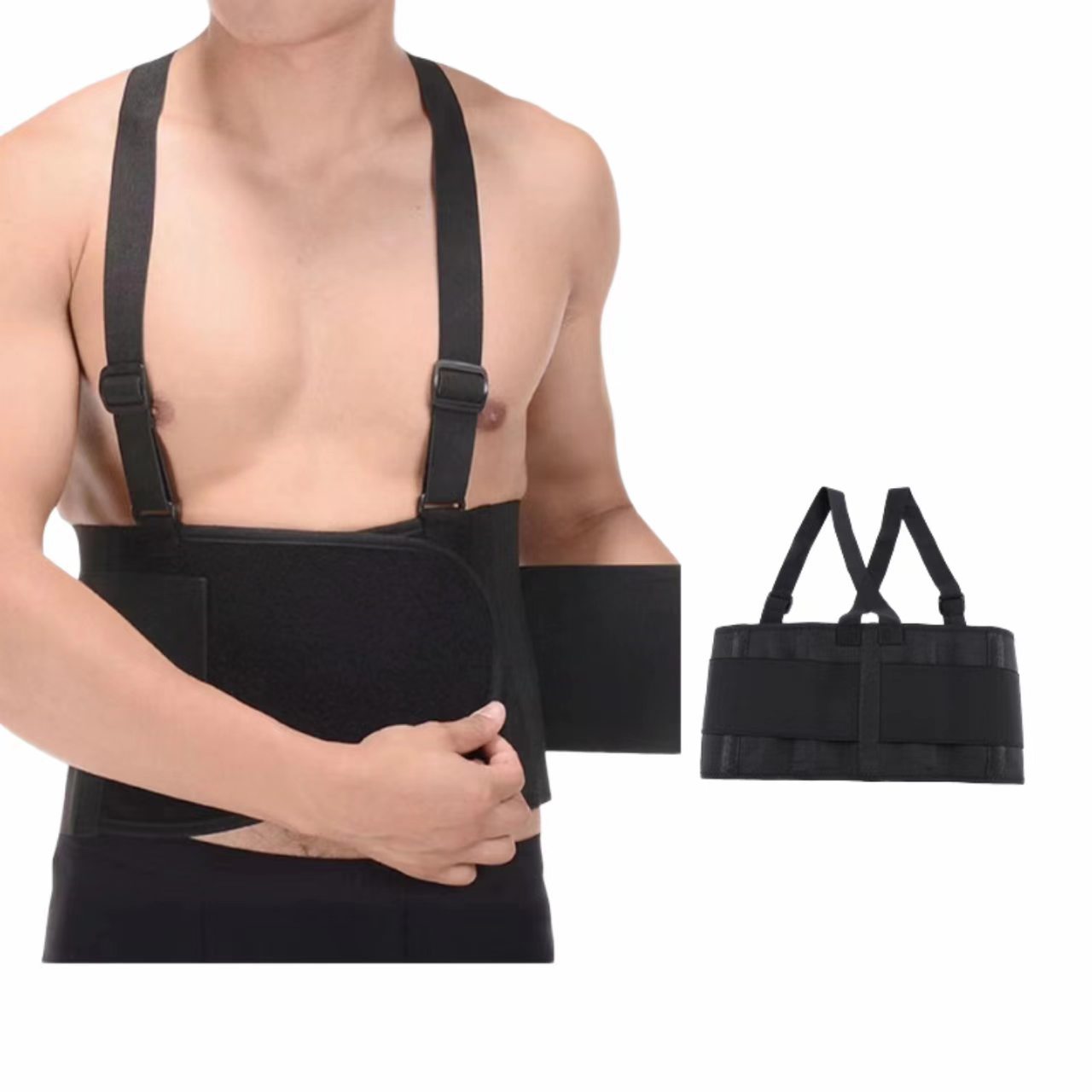 Faja de Soporte Lumbar con Tirantes de Lana, Ajustable, Con Soporte, para Trabajo Pesado