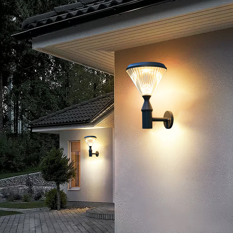 Lámpara de pared solar lámpara al aire libre lámpara de jardín lámpara de techo Villa temperatura de color ajustable día lluvioso siempre brillante Lámpara solar