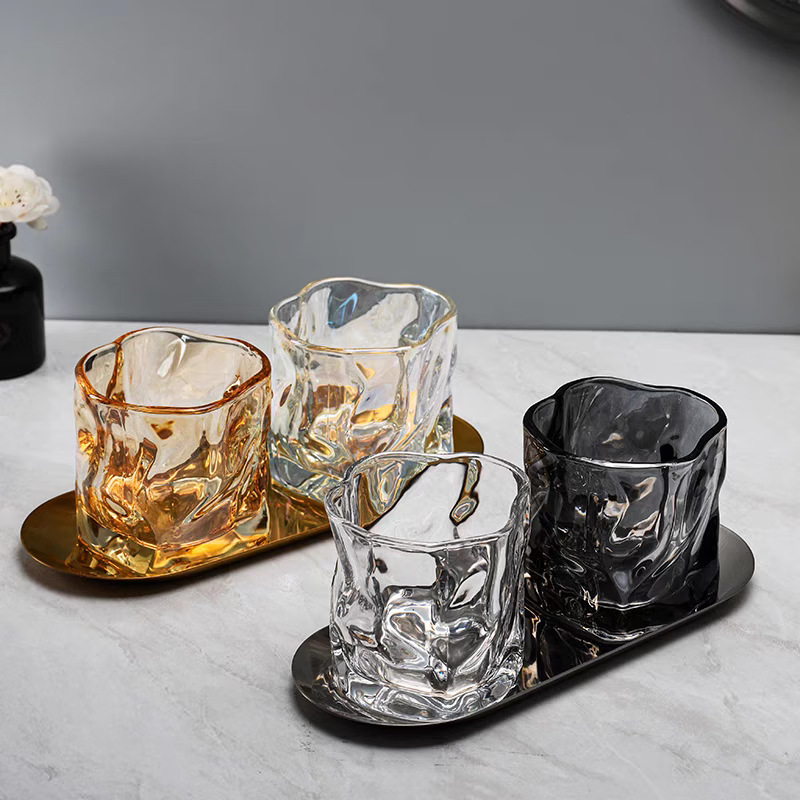 Taza de cepillo de dientes de vidrio de lujo ligero, juego de taza de lavado, taza de enjuague bucal de pareja simple para el hogar de alto valor, taza de diente, taza de cilindro dental