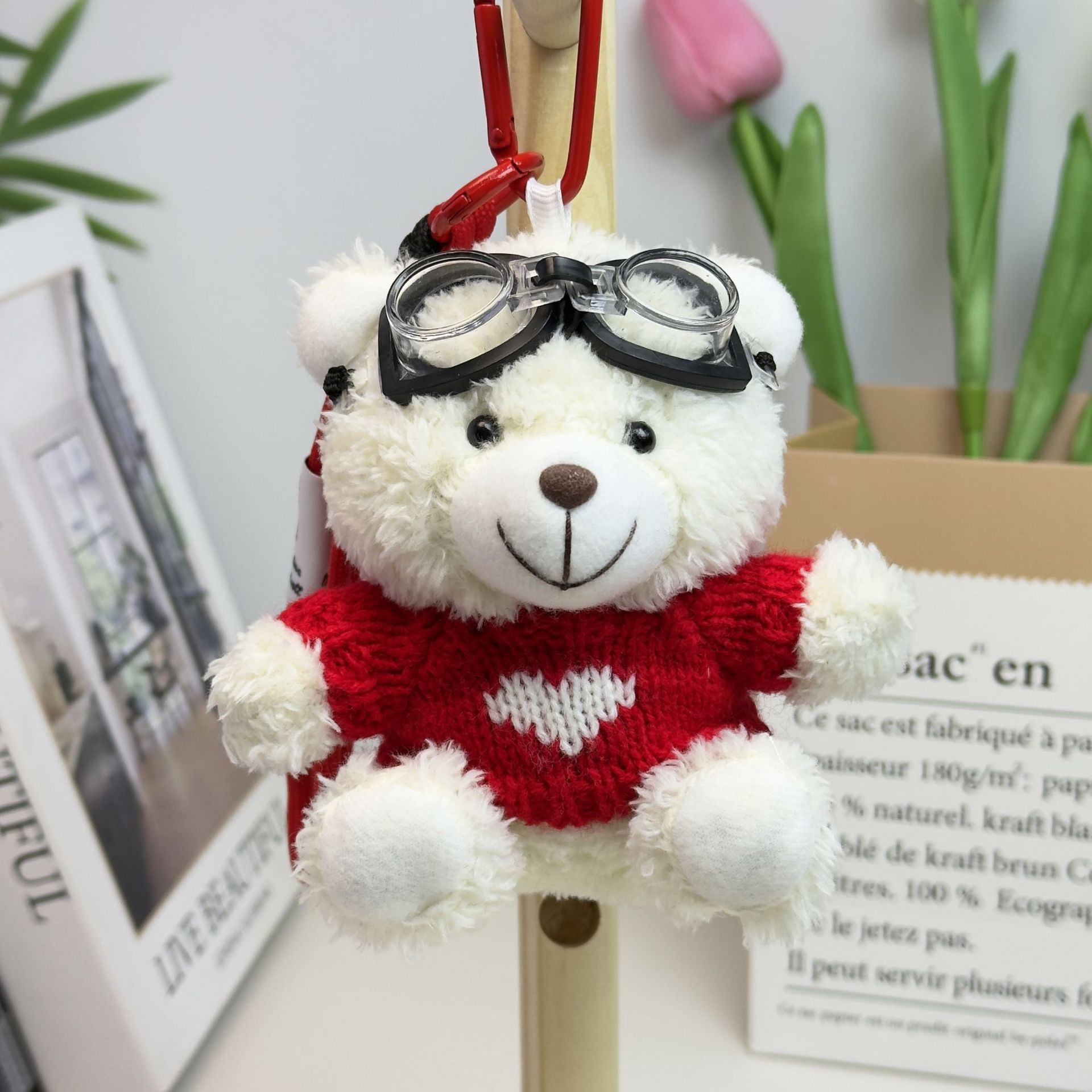 Suéter Teddy Bear Keychain bolsas colgantes muñecas de peluche creativas lindas gafas piloto Teddy Bear