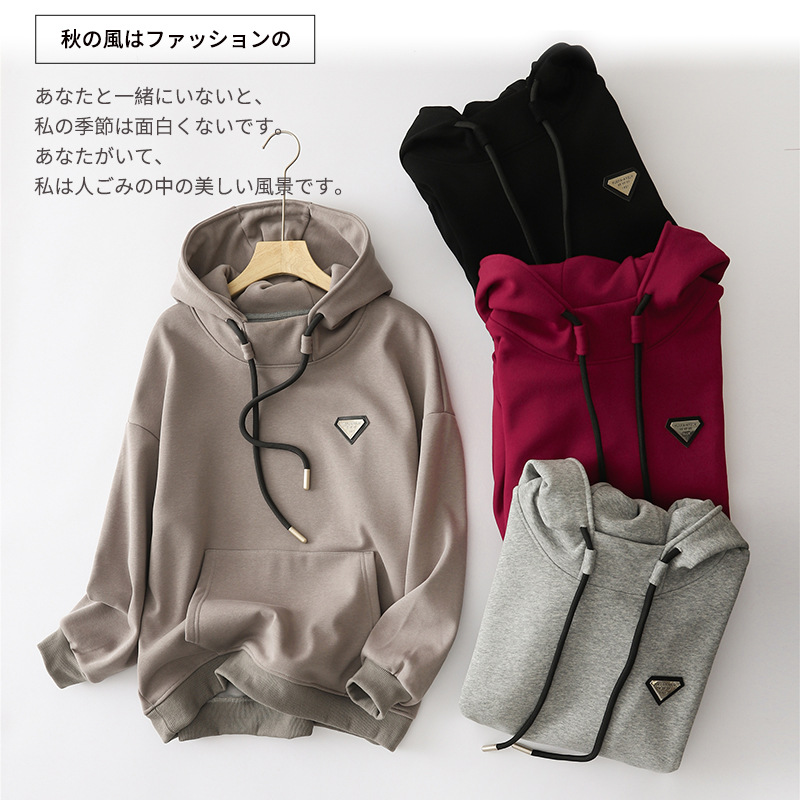 连帽卫衣女秋冬加绒2021新款设计感小众女装加厚保暖宽松上衣潮