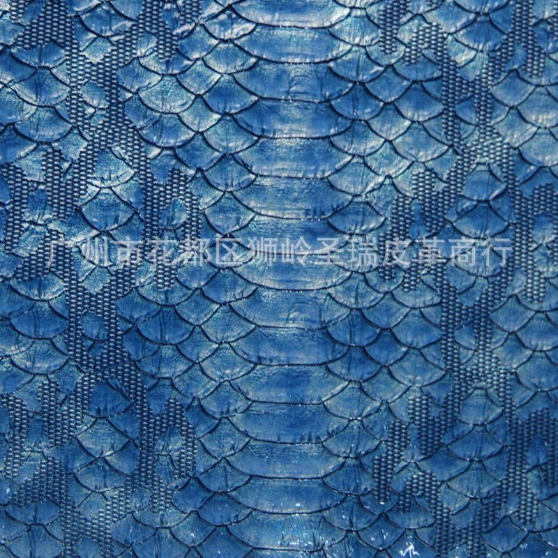 厂家直销 蛇纹箱包手袋皮革镜面蛇纹皮革批发 SR-8155