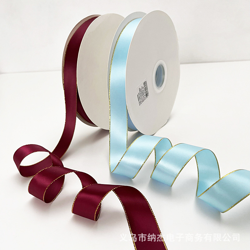 프놈펜 리본 2CM 롤 꽃 예술 꽃 활 포장 액세서리 단색 새틴 폴리 에스테르 리본 양면 리본