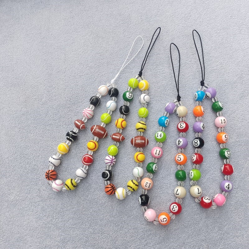 Shake Tone Same Style Eight Billiard Ball Beaded Pendant Basketball Beads All-match DIY Jewelry Accessories Acrylic Digital Hanging Ornaments