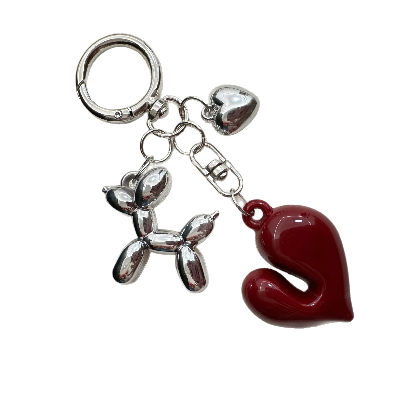Estilo ins creativo amor rojo a juego bolso de perro con globo colgante cadena de teléfono móvil llavero accesorios colgantes de coche