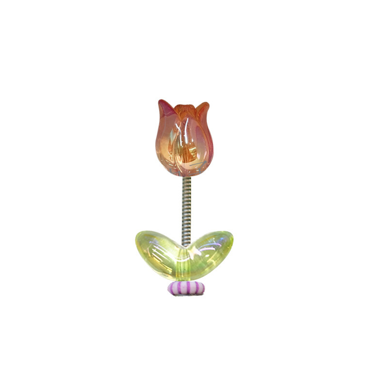 Tendencias nuevos productos adornos para automóviles tulipanes transparentes sacudiendo la cabeza flores adornos pequeños decoración de automóviles Douyin Internet rojo