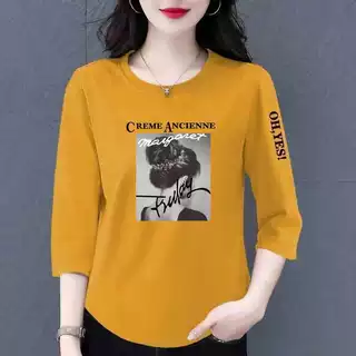 清仓捡漏外贸妈妈装中老年七分袖t恤女宽松休闲百搭打底T恤衫上衣