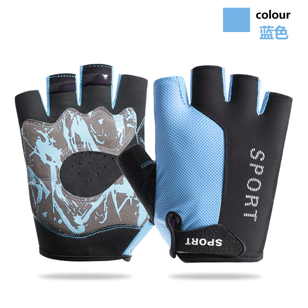 Deportes medio dedo guantes hombres y mujeres al aire libre equitación fitness transpirable alta absorción de choque elástico antideslizante al aire libre dedo abierto montañismo medio