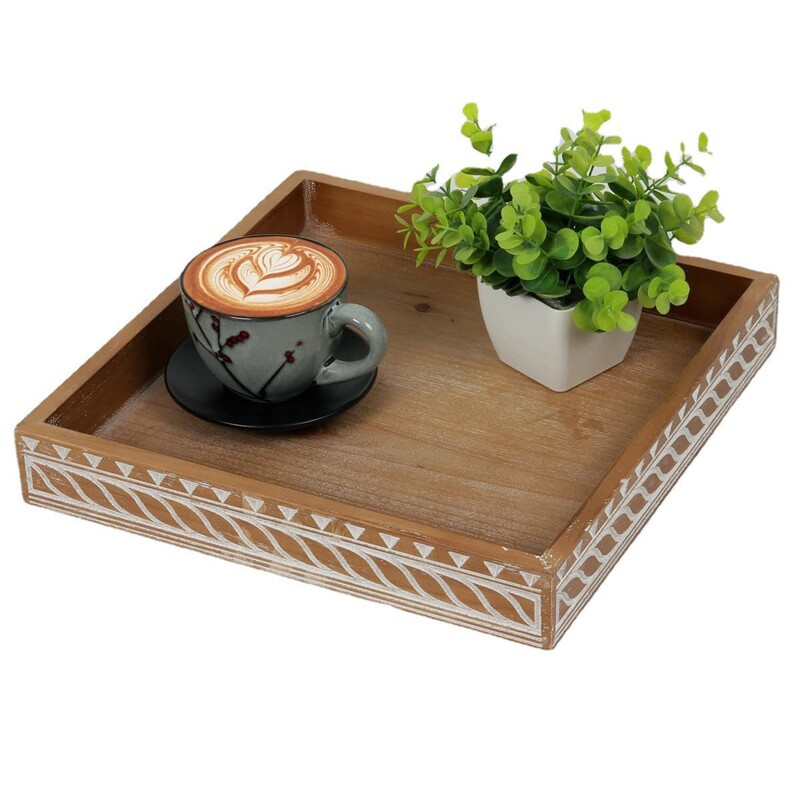 Wooden Tray Cross-Border Farmhouse Decoration Dinner Plate Breakfast Afternoon Tea Snack Tray Coffee Table Decoration Tray