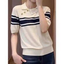 С���polo��ײɫ����ƴ����֯��Ů�ļ��¿ϵ����ٴ�����