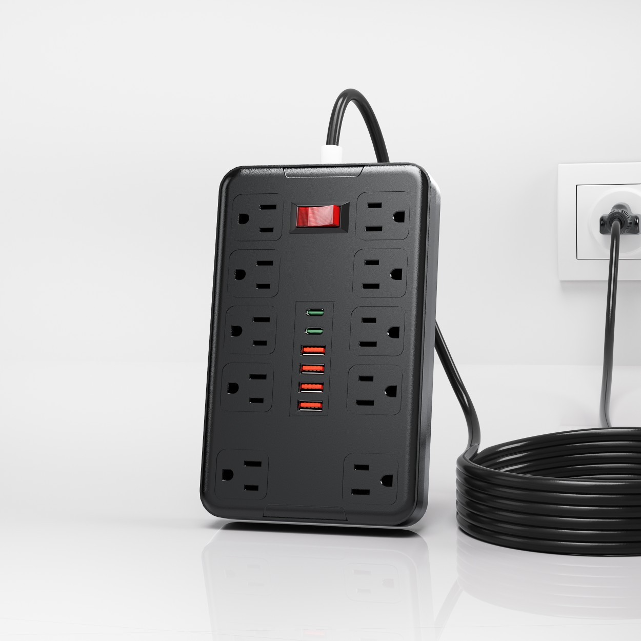 Nuevo estilo con interruptor de sobretensión, enchufe estándar estadounidense, enchufe de placa de arrastre doméstico, enchufe estándar estadounidense de 10 dígitos, enchufe USB estándar estadounidense