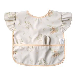 Children's waterproof eating bib sleevless for supplementary food, anti-dirty, with ties on the back, with pocket 5