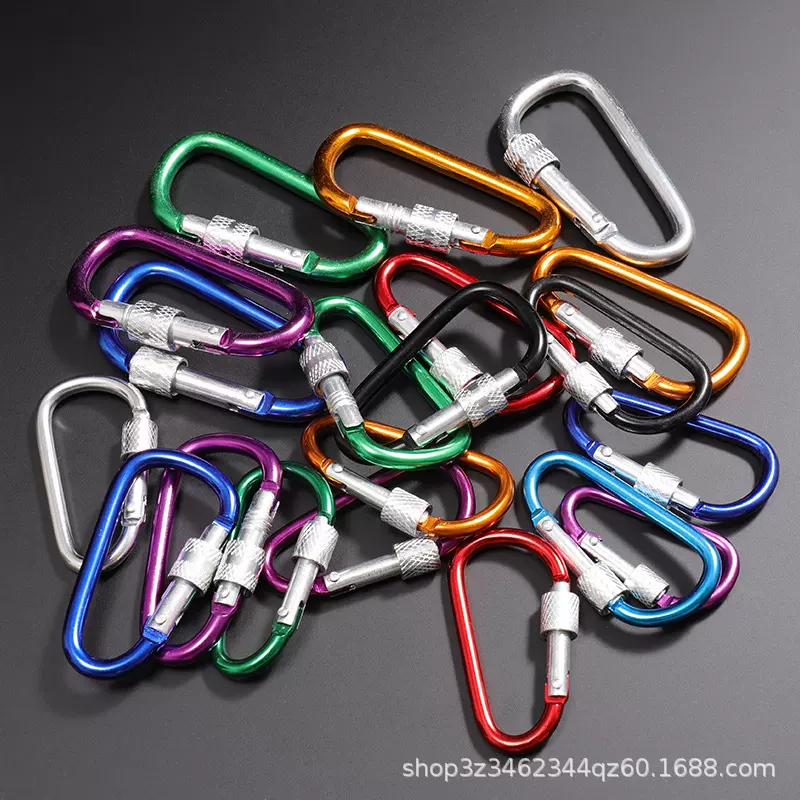 6号彩色铝合金D型登山扣户外水瓶扣攀岩工具多功能登山钩快挂扣