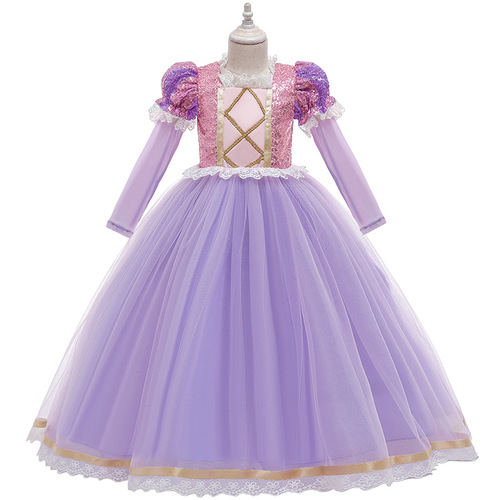  Autumn New Sophia Long Hair Princess Dress Sleeveless Formal Gown for Girls Birthday Party Performance