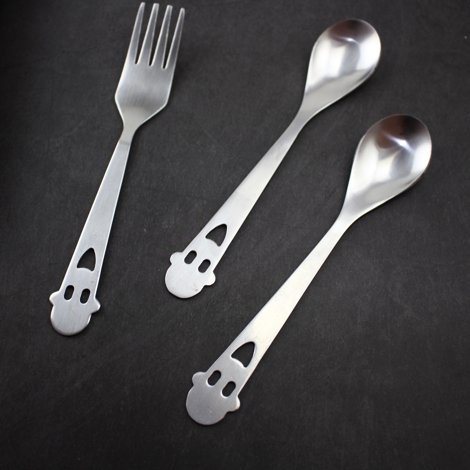 厂家批发加厚笑脸叉勺餐具韩式餐厅不锈钢咖啡勺蛋糕叉水果叉勺