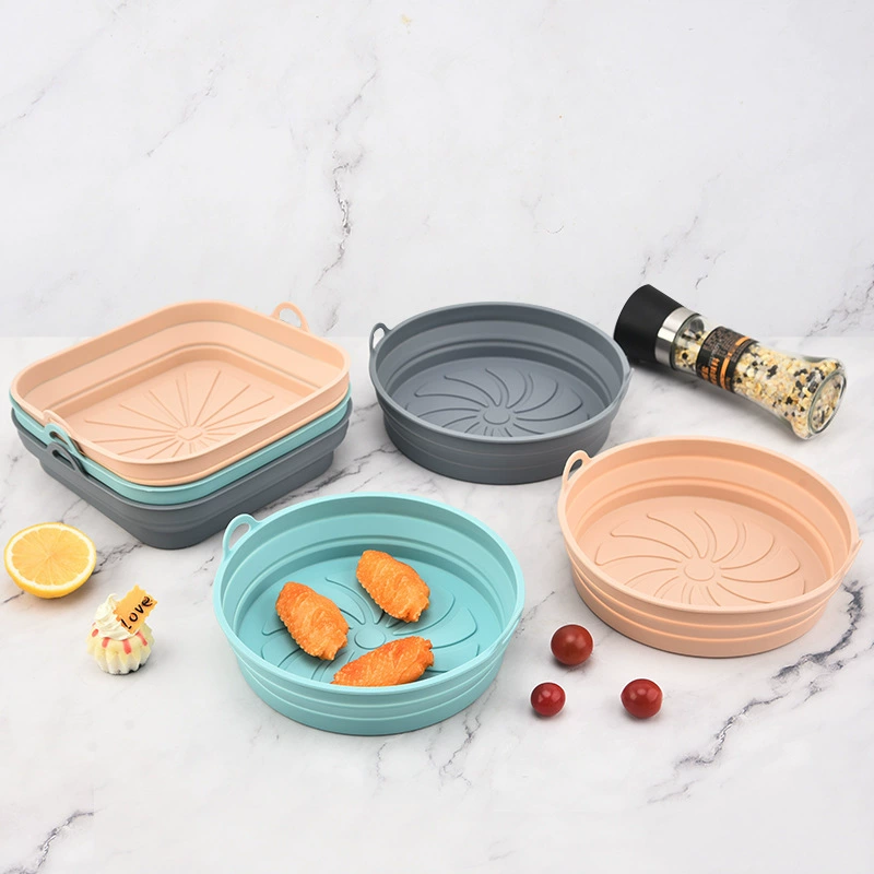 New folding silicone air fried pan baking disk home creative circular microwave oven boiling boiling tool