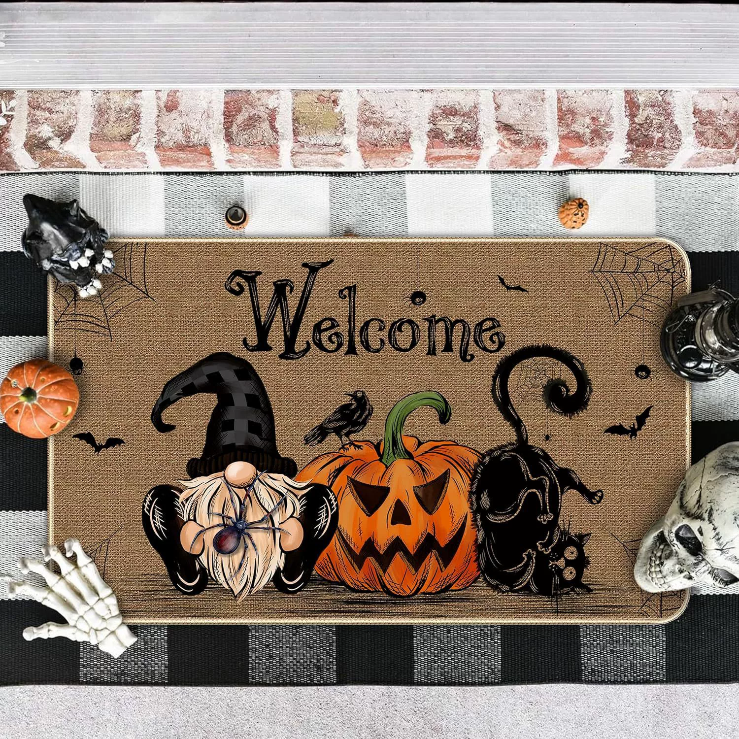 TEMU Хэллоуин напольные коврики для входных дверей, грязеотталкивающие дверные коврики, впитывающие коврики для ванной комнаты, праздничные декоративные коврики