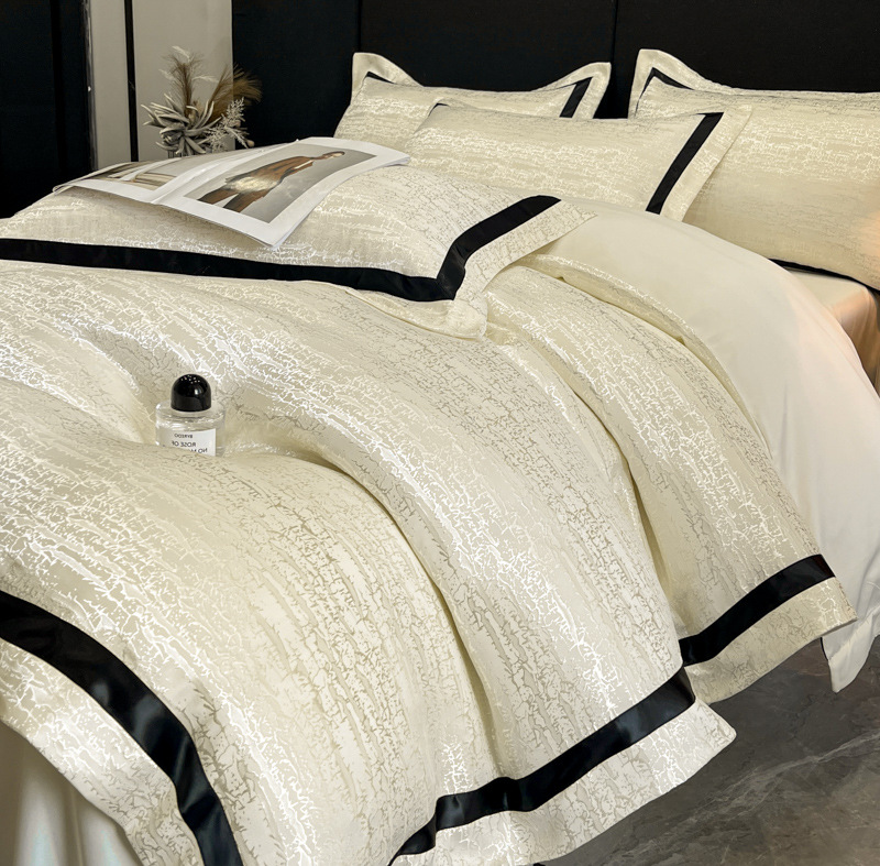 Juego de cuatro piezas de seda lavada, funda de edredón de seda de hielo, sábana de dormitorio principal de lujo ligero de verano