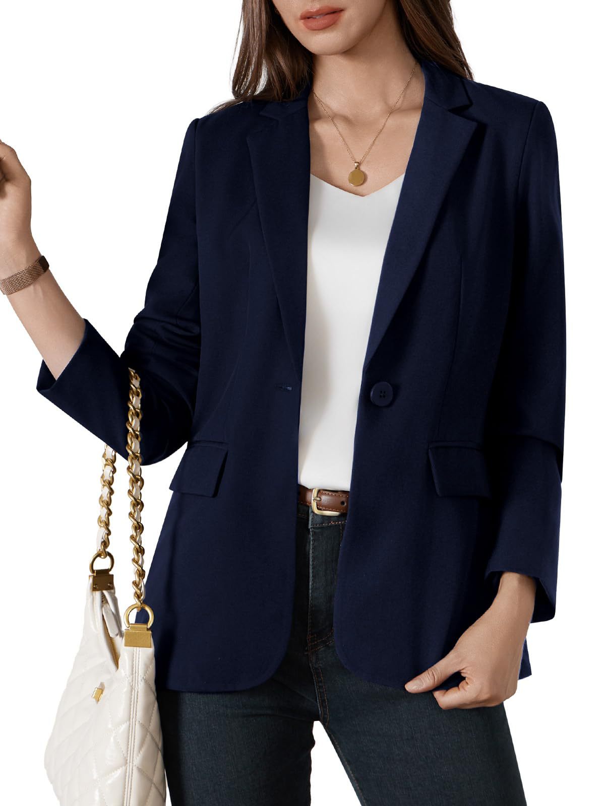 Fashionable Women's Single-button Blazer For Smart Office Wear_voghion.com