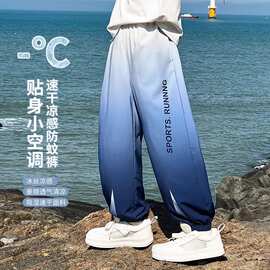 夏季男童裤子2026年新款儿童冰丝运动裤中大童加厚休闲渐变裤速干