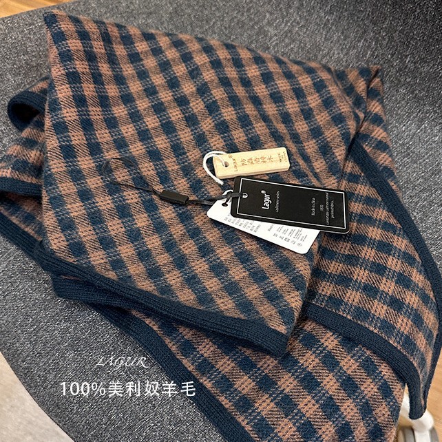 韩系双面格纹100%羊毛三角巾秋冬保暖英伦风格子围巾加厚披肩围脖|undefined