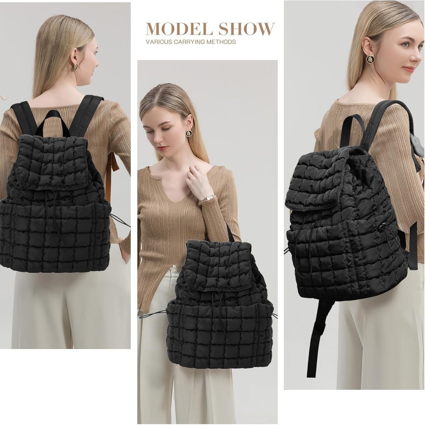 capacious backpack with down for traveling