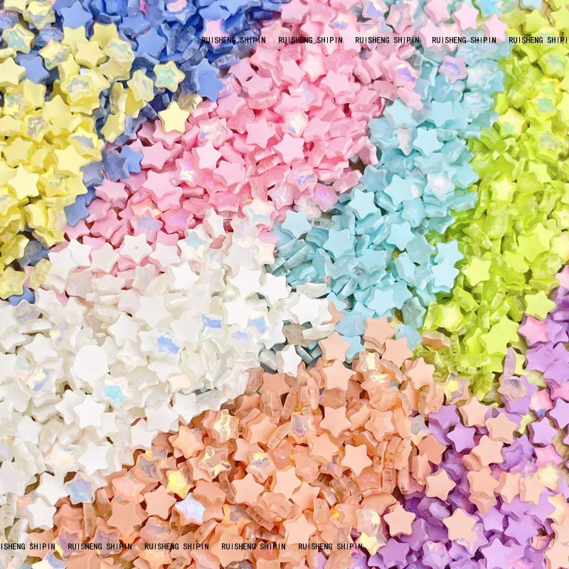迷你极光摩卡星星美甲饰品马卡龙彩色6mm五角星树脂钻diy指甲配饰