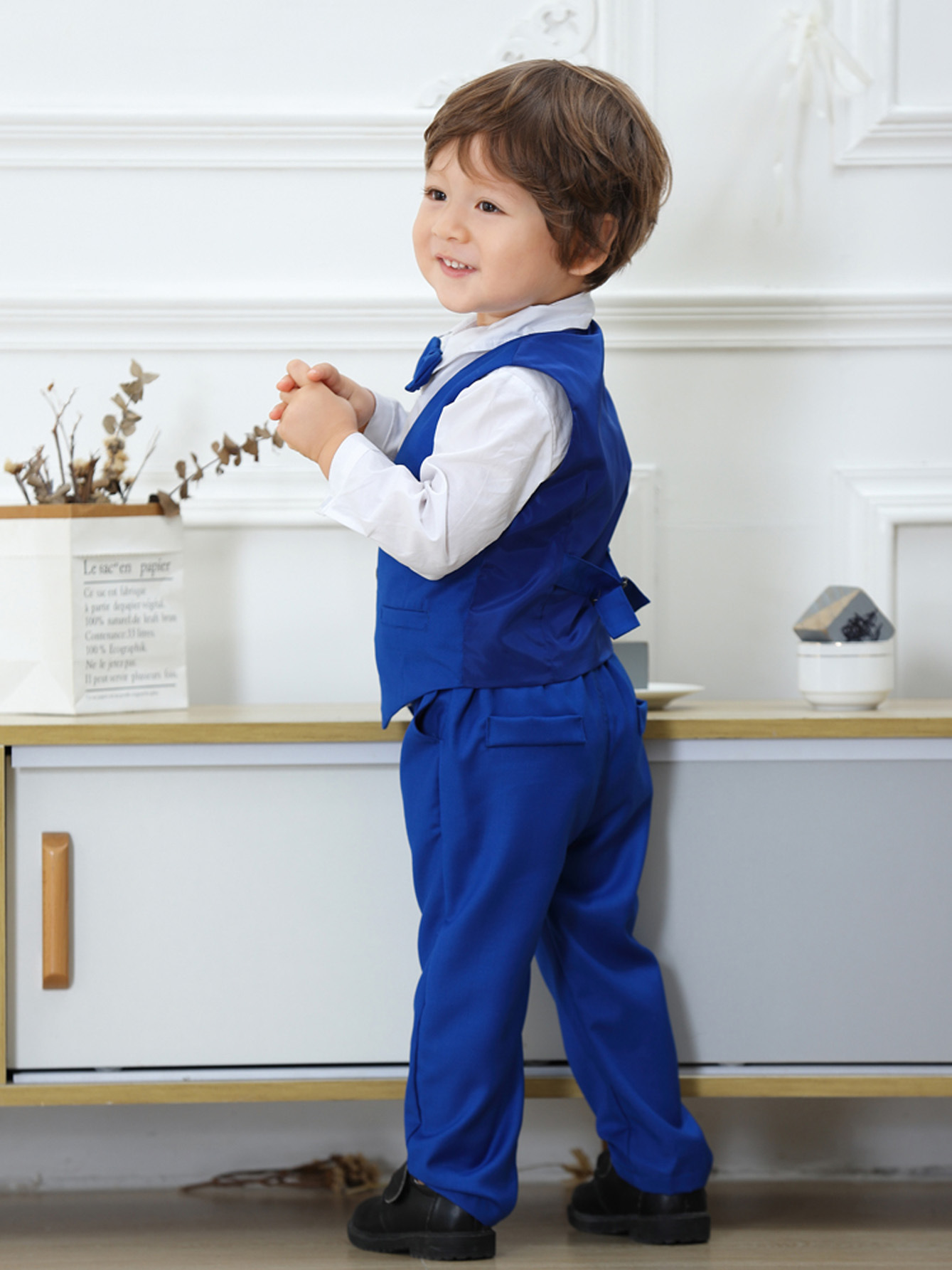 Cross-border New Children's Set Baby Banquet Party Gentleman's Collar Vest Dress European and American Style Boy's Three-piece Set