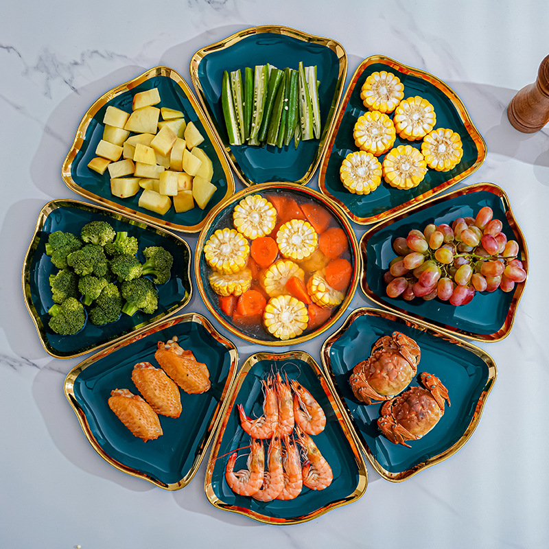 Luz de lujo plato de cerámica vajilla combinación traje plato hogar creativo reunión familia conjunto placa Año Nuevo plato