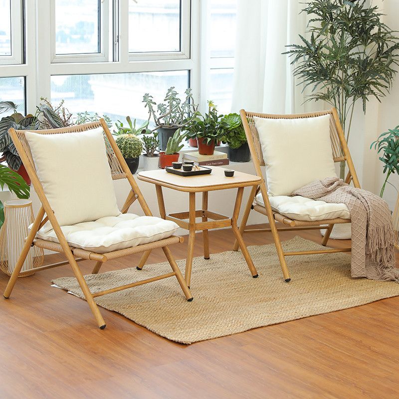 Balcony Small Table and Chairs, Nordic Leisure Literary Chair, New Chinese Style Folding Lounge Chair, Courtyard Rattan Chair, Bedroom Sofa Chair