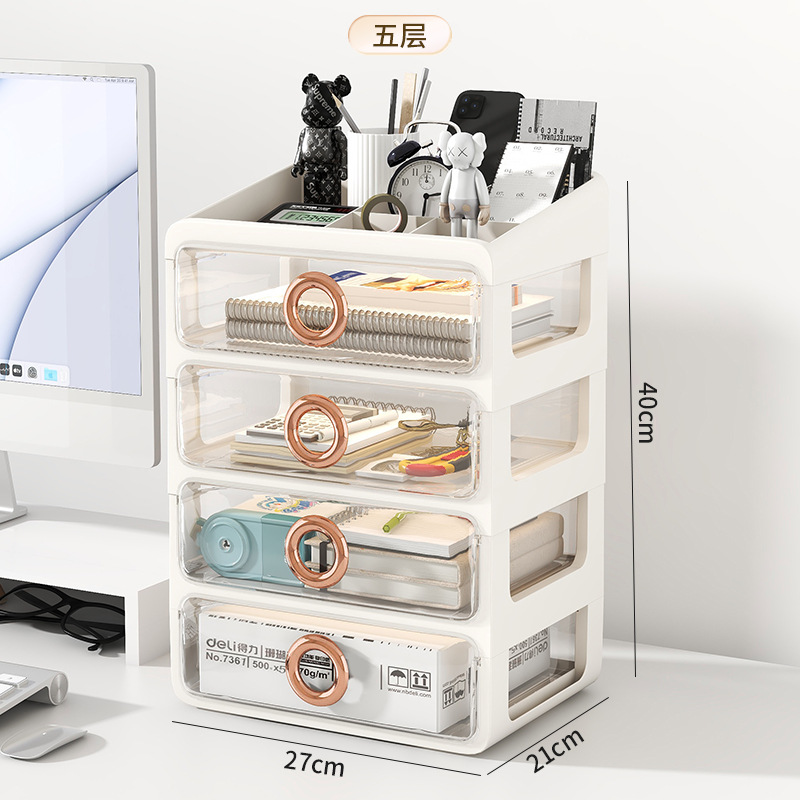 Luz de lujo tocador caja de cosméticos producto de cuidado de la piel estante de almacenamiento caja de almacenamiento de cosméticos cajón transparente estante de almacenamiento de escritorio