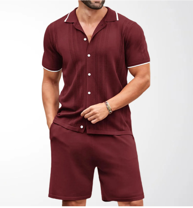 Set due pezzi uomo polo in maglia stile business casual_voghion.com