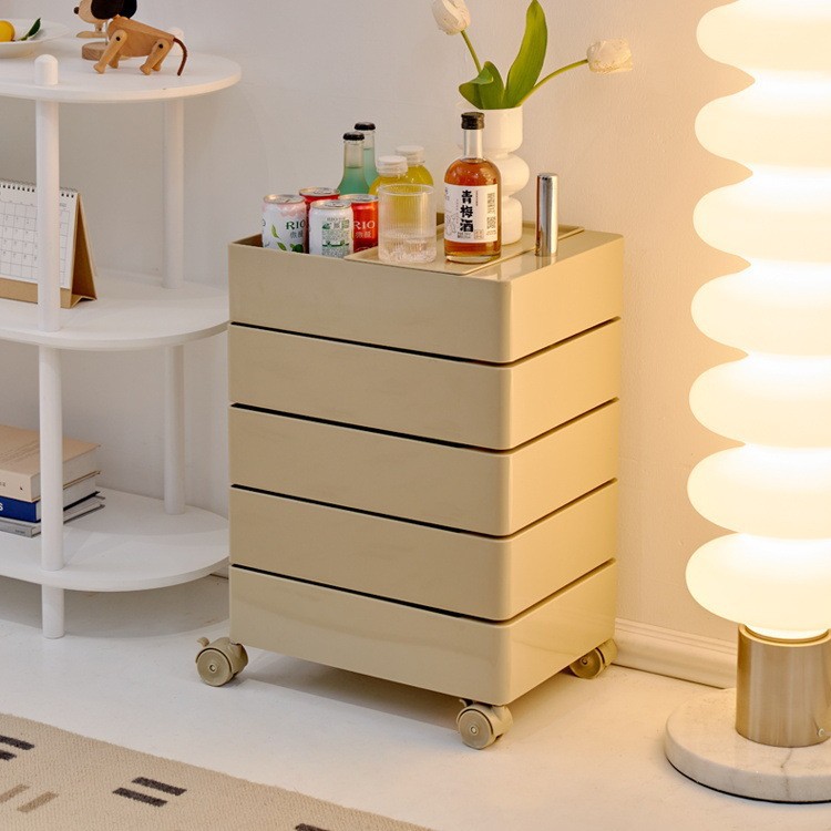 可旋转置物架小推车床头柜化妆品置物柜小户型收纳整理架现代简约