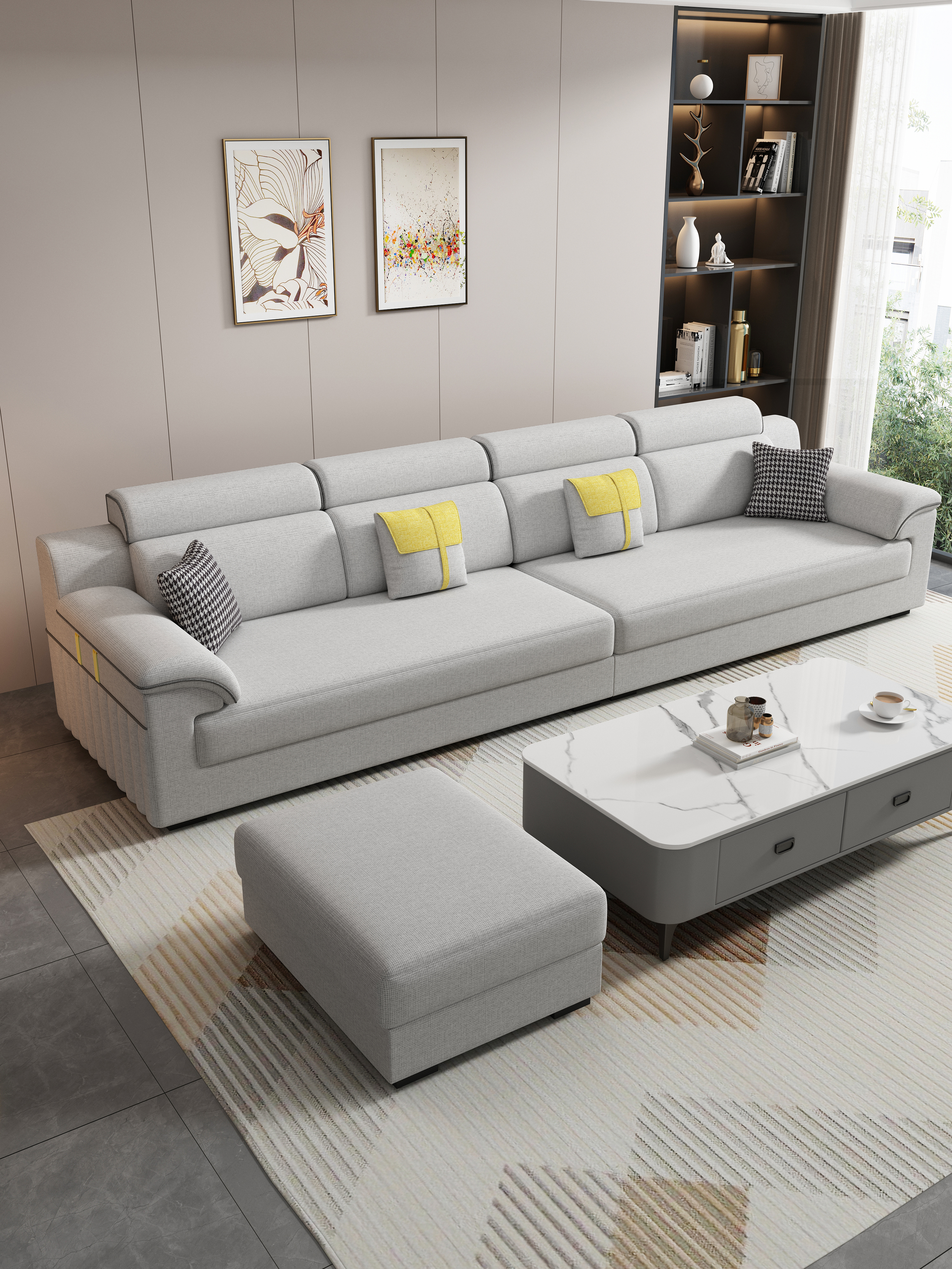 ✅ Cotton and Linen Fabric Sofa, Removable and Washable, Suitable for Winter and Summer, Nordic Style, for Living Room, Available in Various Sizes, Straight-Line Design, Modern and Simple, Cat-Scratch Resistant