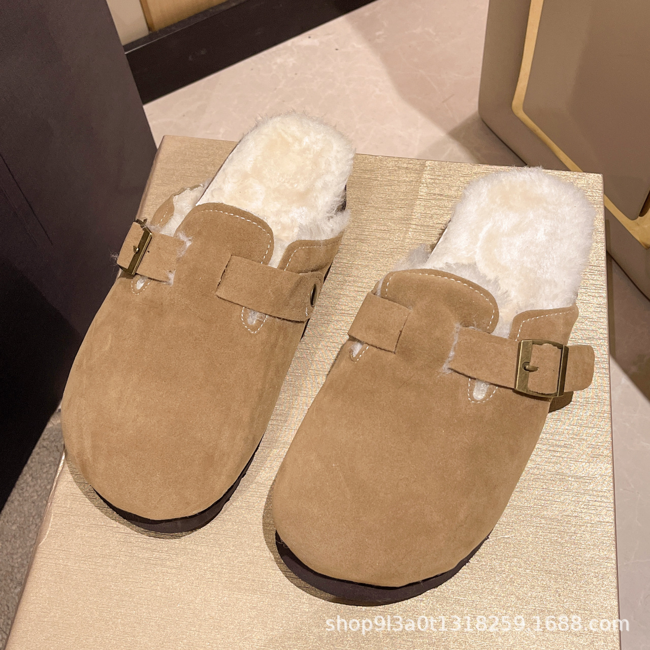 Pantofole da donna morbide e traspiranti invernali regolabili con punta chiusa in pile_voghion.com