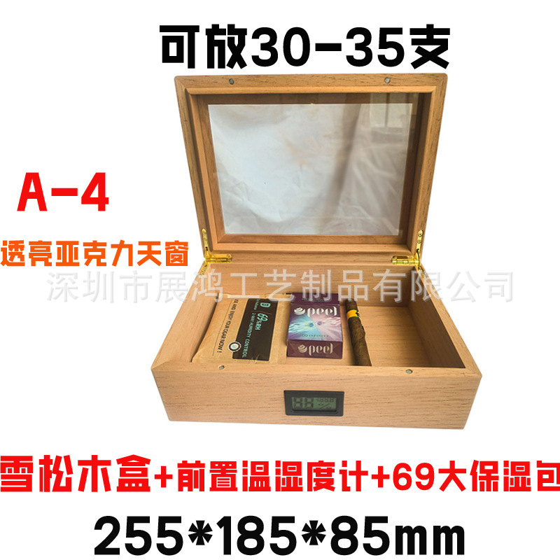 Caja de madera de cedro española, caja de cigarros, claraboyas de madera sólida de doble capa, caja de humidificación portátil de cigarros. image 10